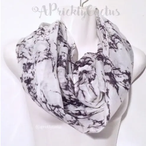 Marble Print Scarf Wrap Scarves New Black White