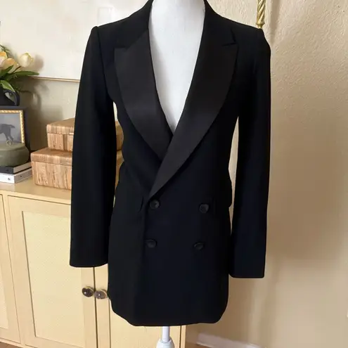 Babaton ARITZIA Black Tuxedo Blazer Dress Satin Accents Size 00