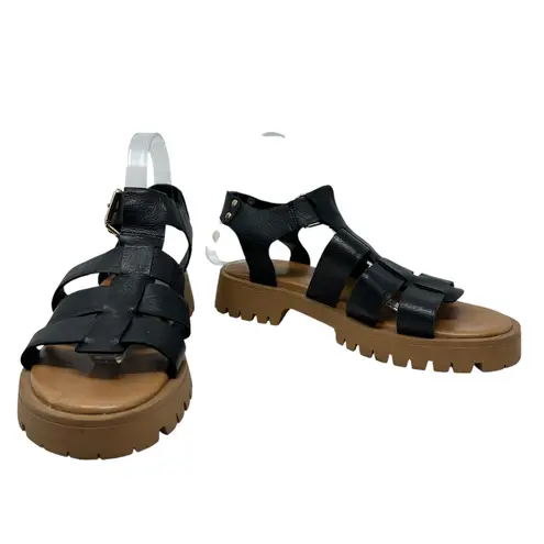 275 Central Isaiah Sandals Fisherman Chunky Leather Black Size 40 US 10