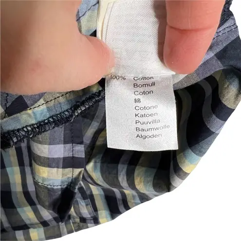 Kostym Plaid Short Sleeve Button Front Shirt Dress or Tunic Blouse Size XS