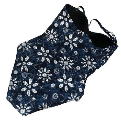 Bleu Rod Beattie Bleu Rod BeattieTake-a-Dip Shirred Bandeau one Piece Swimsuit Floral navy size 8
