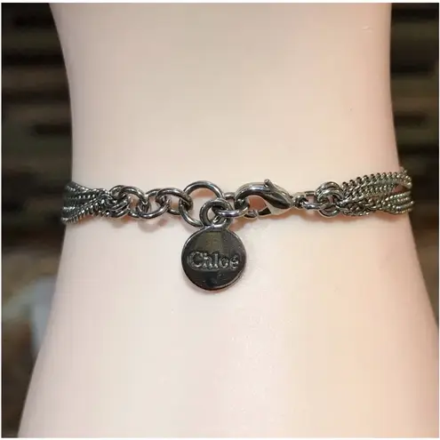 Chloé Mother-of-Pearl & Sterling Silver Padlock Logo Bracelet