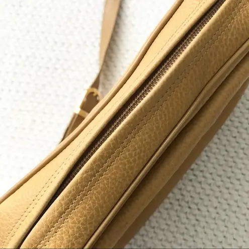 Mark Cross Vintage Tan Leather Rectangular Front Flap Top Zipper Crossbody Bag