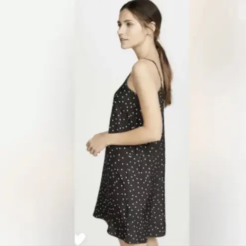 Atm 100% Silk Black White Polka Dot Slip Dress. NWT. Size Medium