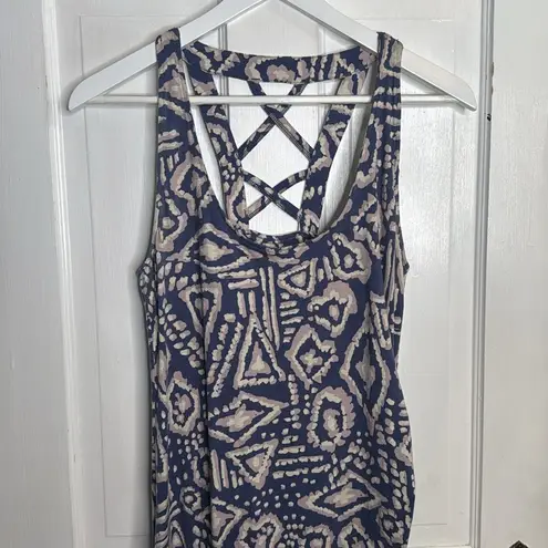 Toad & Co Montauket Long Maxi Organic Cotton Dress - Indigo Brush Print W1102 Sz S