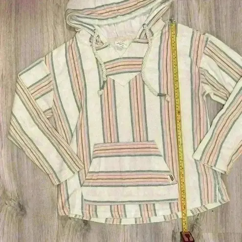 Southern Spirit Striped Beach Vacation Comfy Hoodie Poncho Sweatshirt Size S White