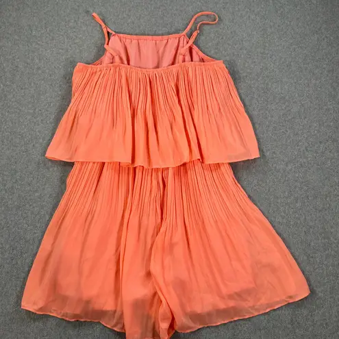 Pretty Garden Pleated Mini Romper Size Large Spaghetti Strap Coral Pink
