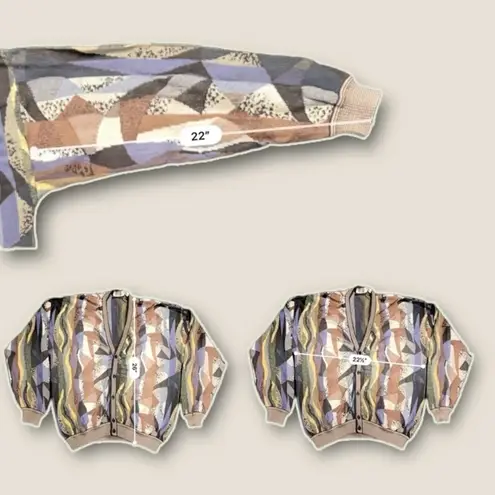 COOGI Vintage Style Abstract Knitted Multicolor Button Up Sweater (by St. Croix)