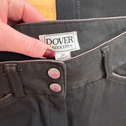 Dover Saddlery Wellesley Knee Patch Black and Gray Riding Breeches Size 28