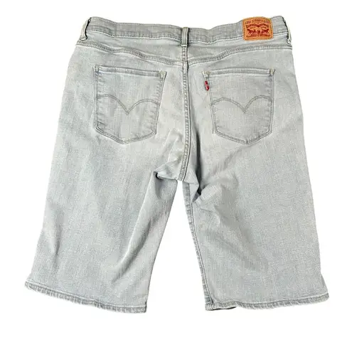 Levis Womens 32 Classic Bermuda Shorts Light Blue Denim Blue Jeans Stretch
