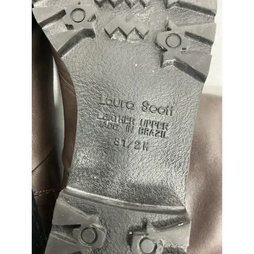Laura Scott Womans Pullon Midcalf Boots 8.5 M Lined Flat Heel Brown