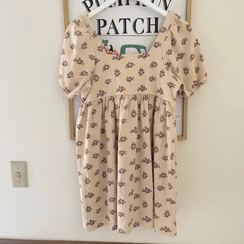 Rylee & Cru Brea Floral Mini Puff Sleeve Dress in Kauai Tan Size XS