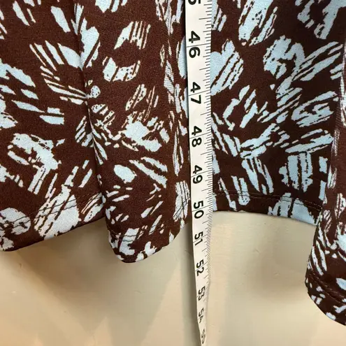 Eloquii A-Line Puff Sleeve Dress Women 20 Brown Blue Brush Stroke Keyhole Artsy