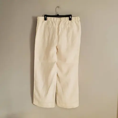 Charter Club White 100% Linen Wide Leg Drawstring Pants XL