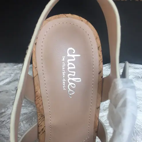 Charles David New Charles by Women’s Snake Print Embossed Cork Wedge Sandals