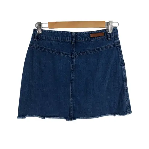 ZARA  Denim Mini Skirt Pleated Raw Hem Size XS