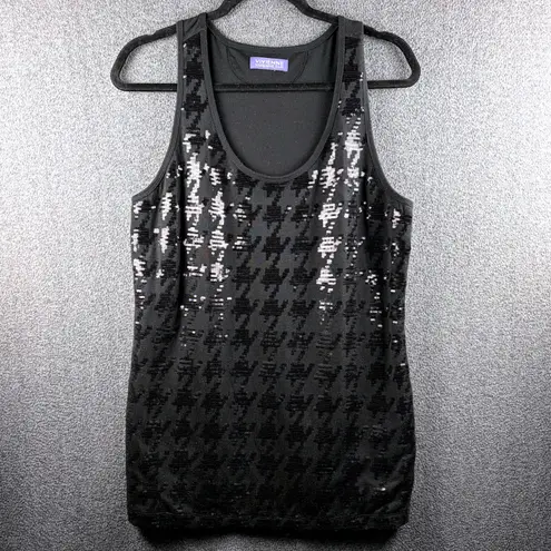 Vivienne Tam Black Sequin Houndstooth Tank Top Sparkle Party Holiday Unk Size