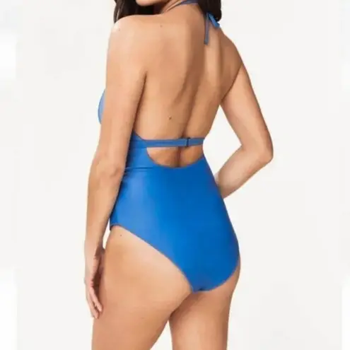 ANDIE  Swim Lagos Halter Neck One Piece Swimsuit in Blue Size Medium NWT