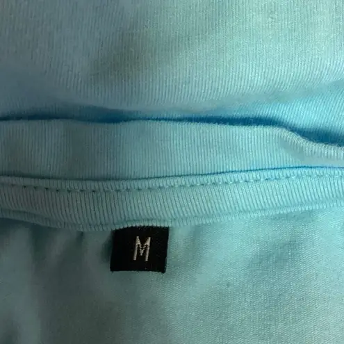 Iconic Blue Cotton Crew Neck Short Sleeve Spell Out Logo Cropped Top Tee Size M Size M