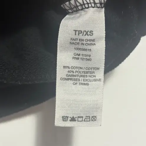 Black Cropped Off Shoulder Top Short Sleeve White Stripe Detail Women's XS