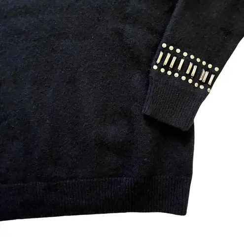 Paco Rabanne Black Merino Wool Cashmere Studded Cuff Pullover Sweater