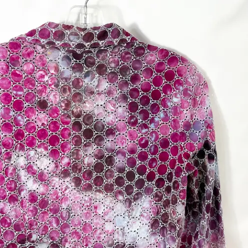 Willi Smith Medium Top Handmade Tie Dye Pink Eyelet Embroidered Cotton Boho 1687