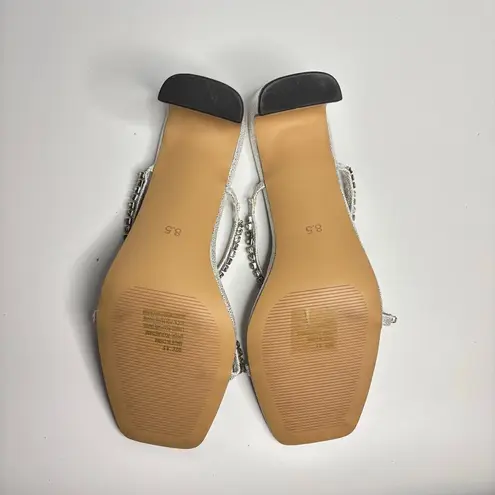 FARYL by Farylrobin Alexandra Metallic Rhinestone Embellished Heels in Silver Size 8.5