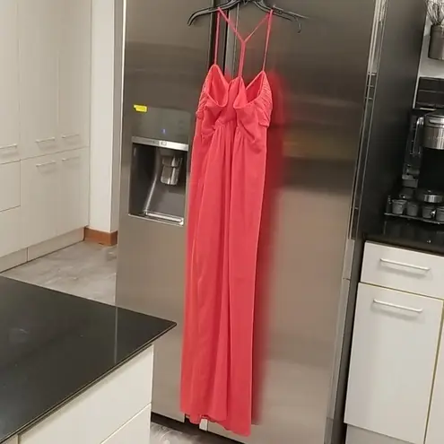 Lulus 💕💕 Pleats Don't Leave Red Coral Maxi Dress