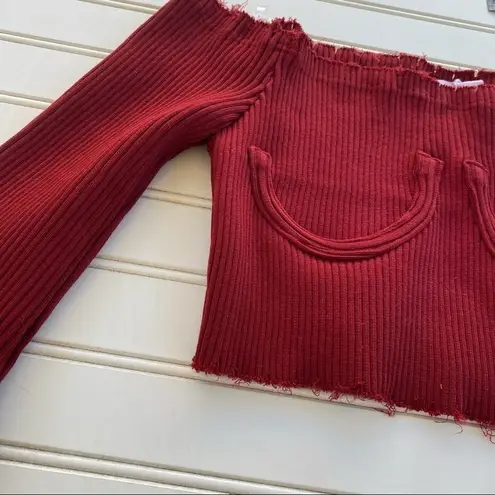 Better Be Red Bell sleeves crop top NEW
