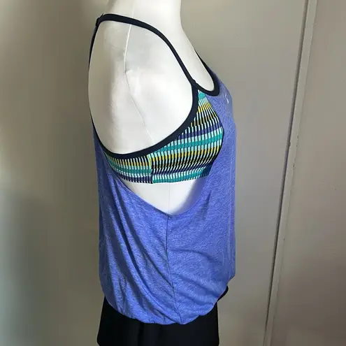 Nike New Women’s  Textured Striped Layered Tankini Swim Athletic Top