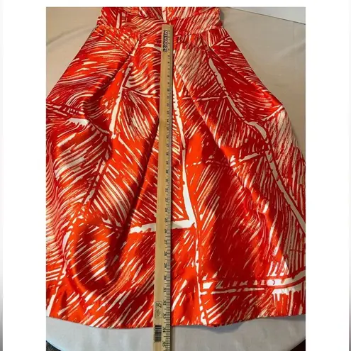 Milly Orange White Satin Sz 12 Lined Formal Dress Sleeveless Cross back Prom EUC