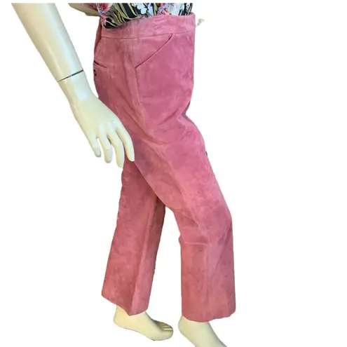 Newport News DARK MAUVE PINK BOOT CUT SUEDE TROUSERS (8)