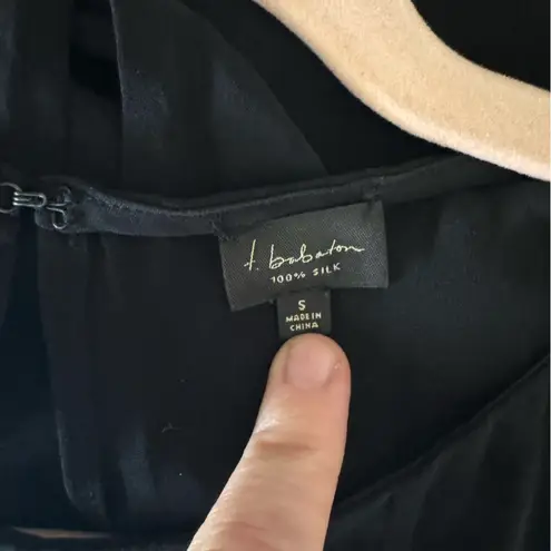 Babaton | Silk Black Short Sleeve Relaxed Blouse | S