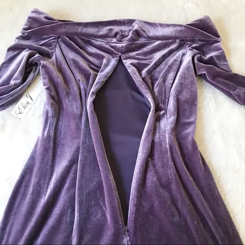 Eliza J Â Velvet Off The Shoulder Dress Long Sleeve ShortâSheath Purple Size 8 New