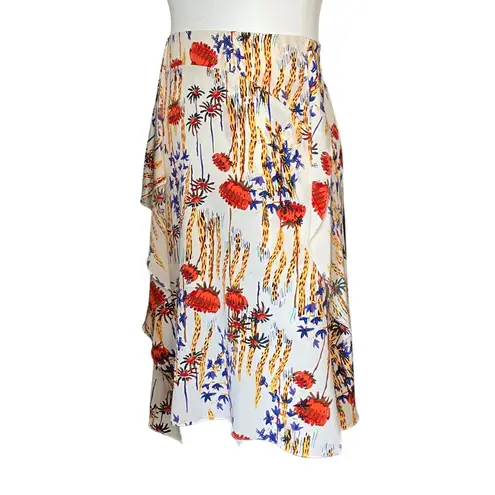 Rachel Comey 100% Silk Nightcap Midi Skirt Cactus Flower Print. Large 12. Boho Red