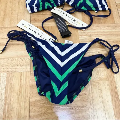 Vitamin A Amahlia Stevens Natalie Miter Sail Stripe Bikini Set S Bottom, L Top