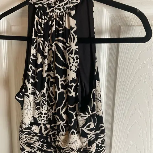 Evan Picone Evan-Picone Dress Black & Cream Floral Fit & Flare Halter Style Size 8P - Image 6