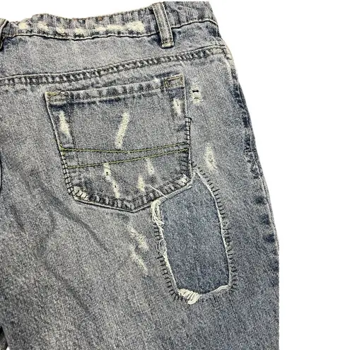 Y2K boho cropped jeans patch work boho hippie distressed casual 2000s casual Blue Size undefined