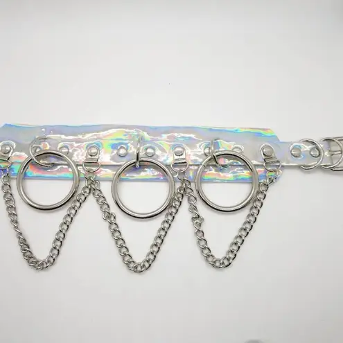 Holographic silver chain choker