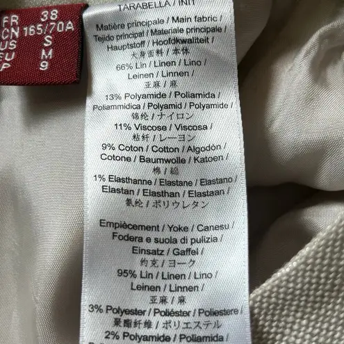 Comptoir Des Cotonniers Linen Blend Metallic Detail Khaki Pencil Skirt S Small