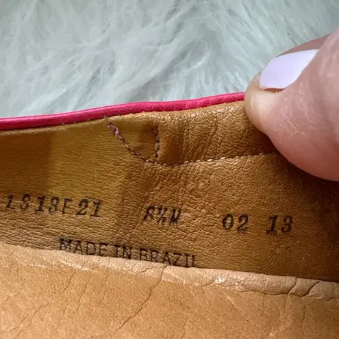 Peter Millar Women's Pink Leather Ballet Flats - Snake Embossed Toe Detail