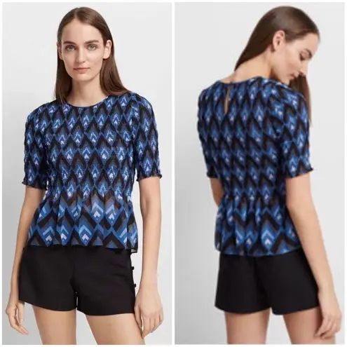 Club Monaco Luceenie Abstract-Print Ruched Peplum Top
