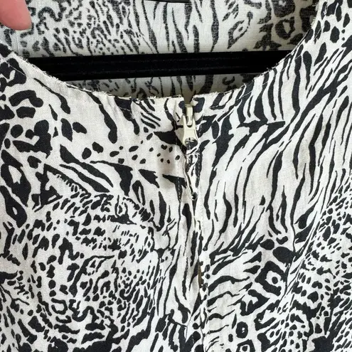 Anne Carson 100% Linen Leopard Print Full Zip Lightweight Jacket Size 1X