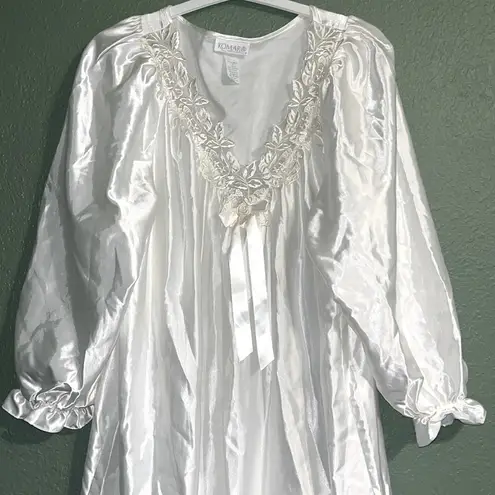 Vintage Komar Embroidered Floral Gown Wedding Honeymoon Size XL