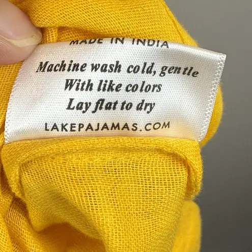 Lake Gauze Caftan Muslin Lounge Dress Yellow Large Boho Lagenlook Coastal Travel