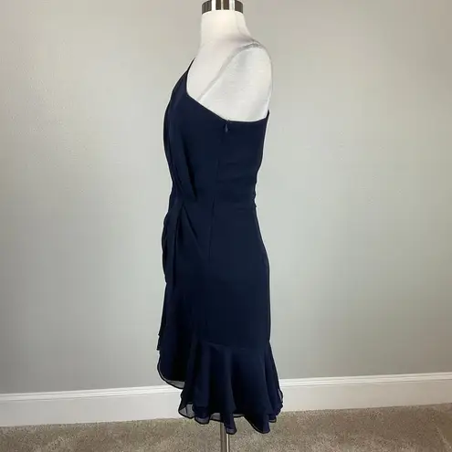 Betsy and Adam Women's Cocktail Dress Size 8 Blue Chiffon Mini Fit and Flare