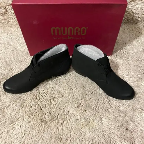 Munro Black Leather Sloan Ankle Lace Up Booties NIB Women SZ 6.5