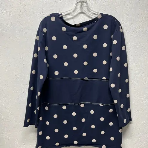 a.n.a  navy blue polka dot zipper pullover sweatshirt hide the happy message Large