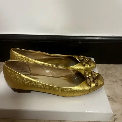 Leather Elegant Gold Women's Shoes Size 7