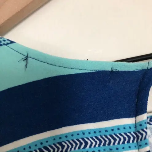 Planet Gold Blue Multicolor Geometric Stripes Tent Mini Summer Tank Top Dress